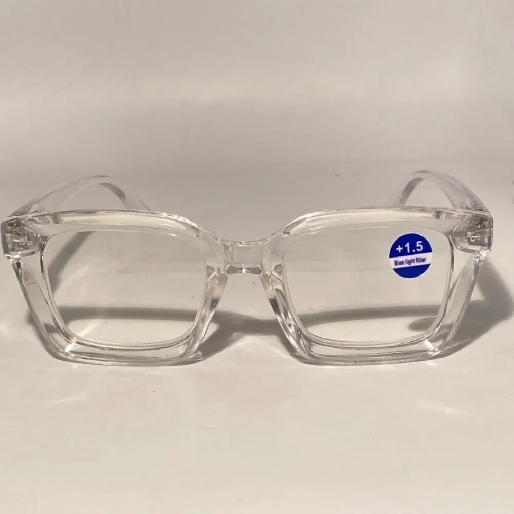 1331 Claudia 1.5 Clear Oversize Reading Glasses Square Concave NWT